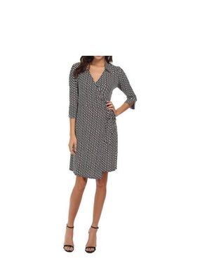 NWT Laundry Navy & White Wrap Print Shirt Dress Sz Medium $138